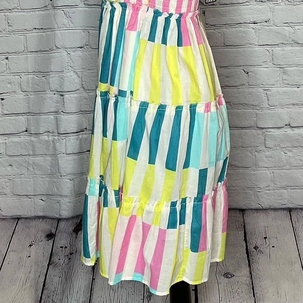 Torrid Mini Cotton Voile Trapeze Cover Up Dress Playful Stripe Dew O L/12 NWT